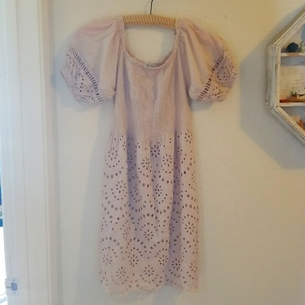 Tan eyelet top